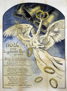 Allegorische Figur des Friedens - Gedicht „Weihnachten für den großen Frieden, der kommt“ von André Fontaine, ill. von V. Prouvé