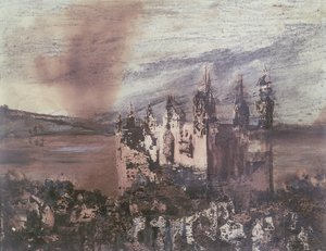 Das Schloss (Tinte, Waschung und Farbe auf Papier)