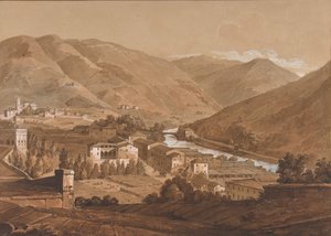 Stadt in einem Alpenthal, n.d. von Victor Jean Nicolle