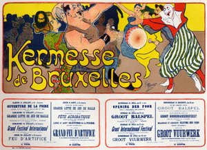 Lebensstil. Brüsseler Kirmes (Karneval), Belgien. Plakat von V. Mignot, Belgien, ca. 1890 von Victor Mignot