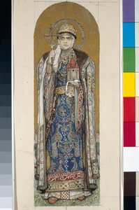 Heilige Olga, Prinzessin von Kiew (Studie für Fresken in der St. Wladimir-Kathedrale von Kiew) von Victor Mikhailovich Vasnetsov