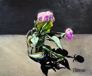Hängende Pfingstrosen im Glas
