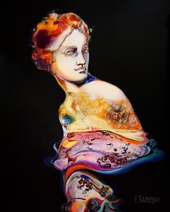Lebendige Flüssige Statue