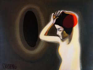 Frau und der dunkle Spiegel von Victor Tkachenko