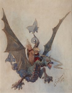 Tschernomor und Ljudmila. Kostümentwurf für die Oper Ruslan und Ljudmila von M. Glinka von Viktor Alexandrovich Hartmann