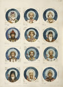 Medaillons mit russischen Heiligen, Studie für Fresken in der St. Wladimir-Kathedrale von Kiew, 1884-1889 von Viktor Mikhaylovich Vasnetsov