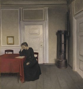 Ein Zimmer im Haus des Künstlers in Strandgade, Kopenhagen, mit der Frau des Künstlers von Vilhelm Hammershøi