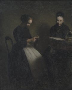 Abend im Wohnzimmer. Die Mutter und die Frau des Künstlers von Vilhelm Hammershøi