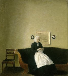 Innenraum mit der Mutter des Künstlers von Vilhelm Hammershoi