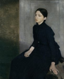 Porträt einer jungen Frau. Die Schwester des Künstlers Anna Hammershøi von Vilhelm Hammershøi
