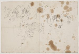 Blatt mit verschiedenen Kompositionen und Figurenstudien von Vilhelm Lundstrøm