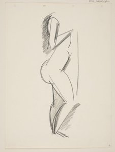 Stehende nackte Frau, Profil nach rechts, Draperie in der Hand von Vilhelm Lundstrøm