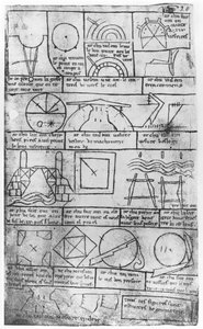 Faksimile-Kopie von Ms Fr 19023 fol.20 Geometrische Figuren für den Bau von Gebäuden von Villard de Honnecourt