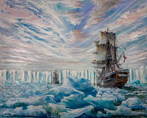 Erebus und Terror entdecken das antarktische Eisschelf von Vincent Alexander Booth