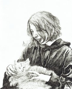 Mädchen und Katze, 2022 von Vincent Alexander Booth