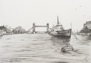 HMS Belfast auf der Themse, London, 2006 von Vincent Alexander Booth