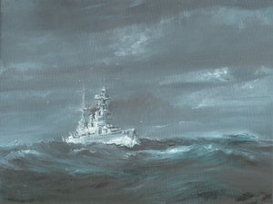 HMS Hood vor der Küste Schottlands in den 1920er Jahren von Vincent Alexander Booth