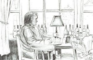 Mann in einer Kneipe nach dem Essen, 2006