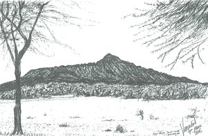 Berg vom Bootsclub am Lake Naivasha, Kenia von Vincent Alexander Booth