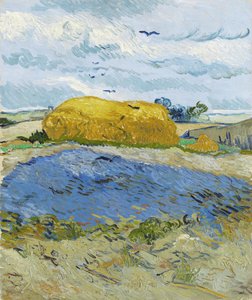 Weizenhaufen unter einem bewölkten Himmel, Auvers-sur-Oise, 1889 von Vincent van Gogh