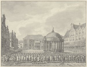 Vereidigung des Regierungsreglements auf dem Grote Markt in Haarlem, 5. September 1787 von Vincent Jansz. van der Vinne (signed by artist)