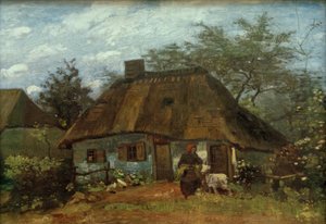 Bauernhaus und Frau mit Ziege von Vincent van Gogh