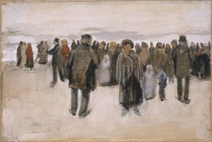 Strand von Scheveningen / Menschen spazieren am Strand von Vincent van Gogh