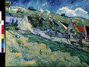Chaumières à Cordeville (Reetgedeckte Häuser in Cordeville) von Vincent van Gogh