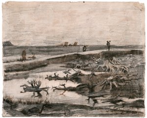 Landschaft mit Moorstämmen (Feldarbeiten) von Vincent van Gogh