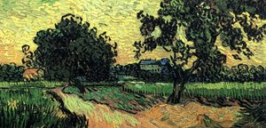 Landschaft mit dem Schloss von Auvers bei Sonnenuntergang von Vincent van Gogh