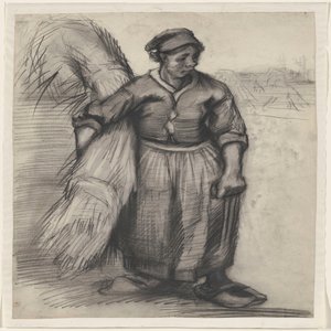 Bäuerin mit Getreidebündel, von vorne gesehen von Vincent van Gogh