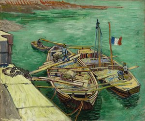 Kai mit Männern, die Sandkähne entladen von Vincent van Gogh