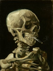 Schädel eines Skeletts mit brennender Zigarette von Vincent van Gogh