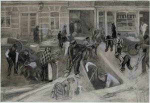Straßenarbeiter bei der Aushebung eines Treppenschachtes von Vincent van Gogh