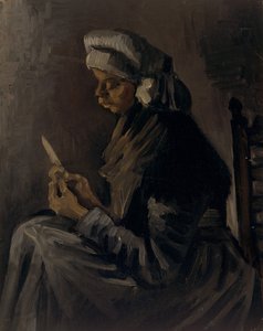 Die Kartoffelschälerin Rückseite: Selbstporträt mit Strohhut, 1885
