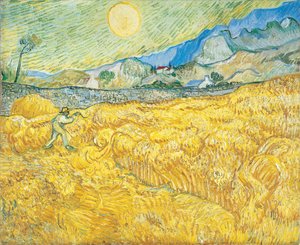 Weizenfeld hinter dem Saint-Paul-Krankenhaus mit einem Schnitter von Vincent van Gogh