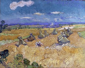 Weizenfeld mit Garben und Schnitter von Vincent van Gogh