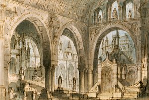 Bühnenbild für vierte Szene von Capuleti und Montecchi, Oper von Vincenzo Bellini, aufgeführt im La Fenice Theater in Venedig von Vincenzo Bellini