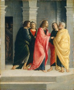 Christus weist Petrus und Johannes an, das Passahfest vorzubereiten von Vincenzo Civerchio