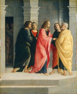 Christus weist Petrus und Johannes an, das Passah vorzubereiten von Vincenzo Civerchio