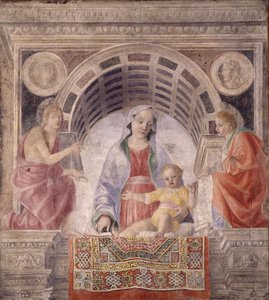 Madonna und Kind mit den Heiligen Johannes dem Täufer und Johannes dem Evangelisten, 1485