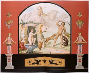 Actaeon entdeckt die Göttin Diana bei ihrem Bad, Rekonstruktion eines Freskos im Haus des Sallust in Pompeji von Vincenzo Loria