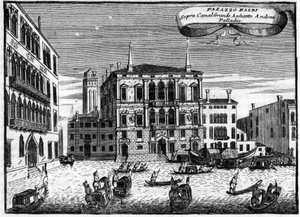 Venedig Italien: Palazzo Balbi von Architekt Andrea Palladio in „Singolarita di Venezia“ von Vincenzo Coronelli