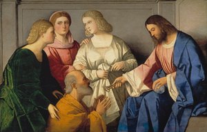 Christus übergibt die Schlüssel an den Heiligen Petrus von Vincenzo di Biagio Catena