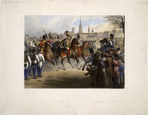 Nikolaus I. von Russland als Oberst des 9. Husarenregiments Graf Nádasdy am Glacis von Vinzenz Katzler
