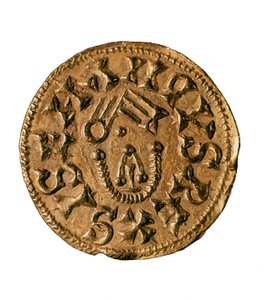 Tremissis (oder Triens) von König Sisenand, geprägt in Tarraco, Spanien, 7. Jahrhundert (Münze)