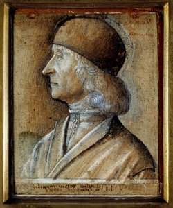 Porträt von Giovanni Bellini, genannt il Giambellino (1430-1516), venezianischer Maler der Renaissance. Zeichnung von Vittore di Matteo Belliniano (ca. 1485-1529)