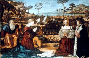 Heilige Familie mit zwei Stiftern, 1505 von Vittore Carpaccio