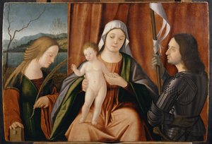 Madonna mit Kind und den Heiligen Katharina von Alexandria und entweder Georg oder Liberale