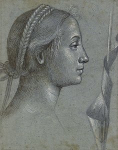 Recto: Kopf einer Frau mit einem Wimpel um einen Pfahl gewickelt von Vittore Carpaccio